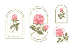 复古风粉色玫瑰图案设计