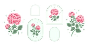 玫瑰花卉图案厨房用品设计