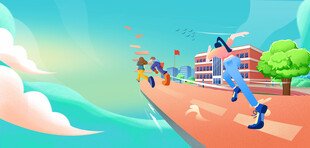 高考黄绿色扁平卡通高考背景