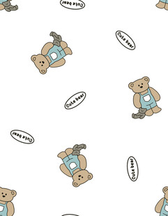 数码印花卡通小动物与飞盘图案