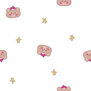 数码印花可爱小熊星星图案背景