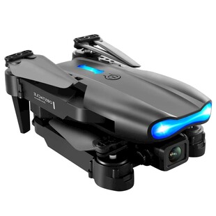 炫酷黑色无人机带蓝色灯光