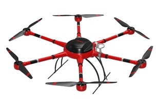 红色多旋翼无人机