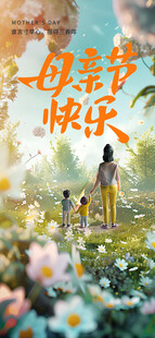 花海中漫步的快乐女孩
