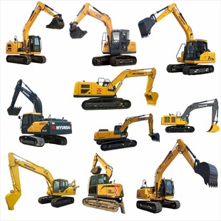 多样挖掘机PNG素材展示