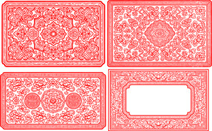 中式红色花纹边框图案