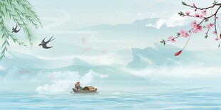 春日江上泛舟美景