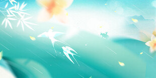 梦幻海洋飞鸟与雪花景象