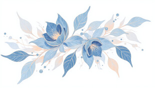 蓝粉花卉装饰图案