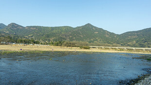 青山环绕的宁静水域