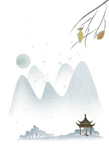 水墨山水间的静谧亭阁