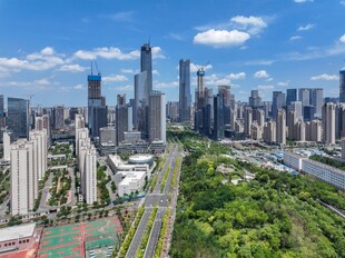 都市繁华景观绿意相伴