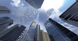 仰视都市高楼建筑群