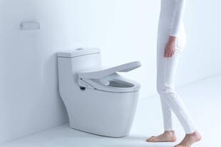 智能马桶前的女性身影