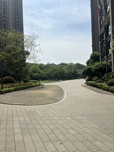 城市中宁静的砖砌环形步道