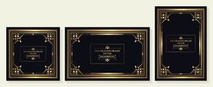 复古黑金装饰画三幅组图