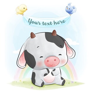 可爱小牛插画