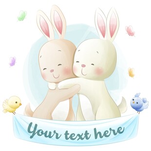 可爱双兔依偎温馨画面