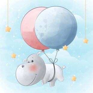 河马乘气球遨游星空