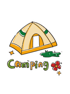 卡通风格露营帐篷图案
