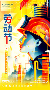 五一劳动节插画海报