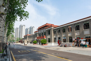 城市街道旁的复古建筑群
