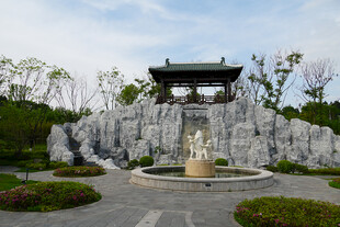 中式园林假山喷泉景观