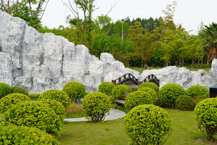 园林假山绿植景观图