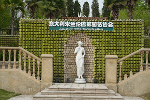 花园中的白色雕像景观