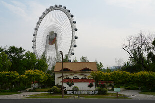 公园中的摩天轮与小屋