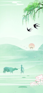 春日湖畔燕舞图