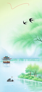 春日湖景图