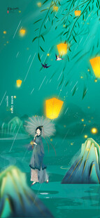 梦幻森林中的提灯旅人