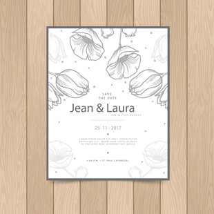 简约花卉婚礼请柬设计