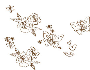 手绘花卉蝴蝶装饰图案