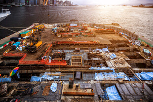 城市建筑工地俯瞰景象