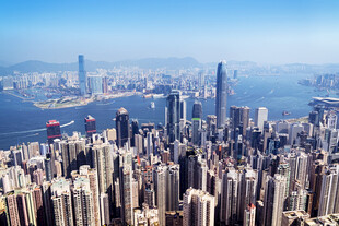 香港繁华都市天际线景观