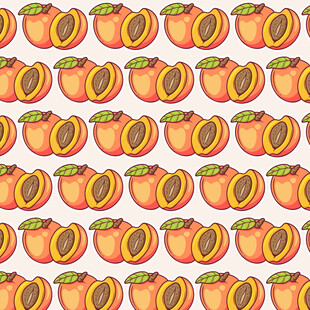 无缝排列的美味桃子图案