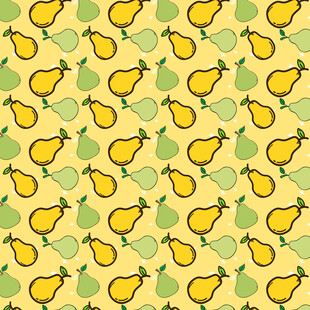 黄色梨子绿叶图案背景