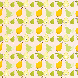 梨与叶的清新无缝图案