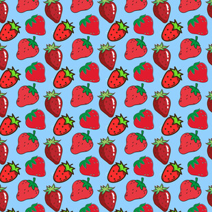 蓝色背景上的草莓图案