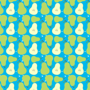 蓝底梨形图案无缝背景图