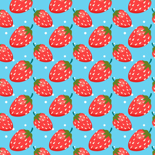 蓝色背景草莓无缝图案