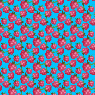 蓝色背景的红色浆果图案