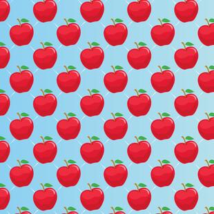 蓝色背景上的红色苹果图案