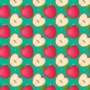 青底红苹果图案背景