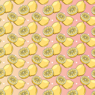 粉色背景上的柠檬切片图案