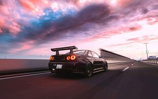 公路上疾驰的炫酷跑车