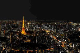 东京夜景中的璀璨塔尖