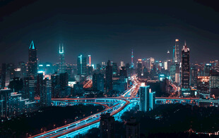 城市夜景璀璨桥梁纵横